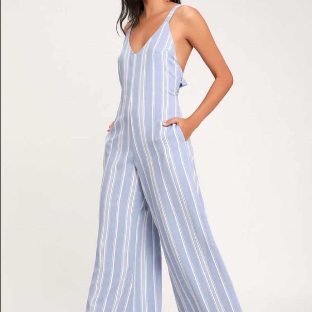 Lulus Blue and white striped romper